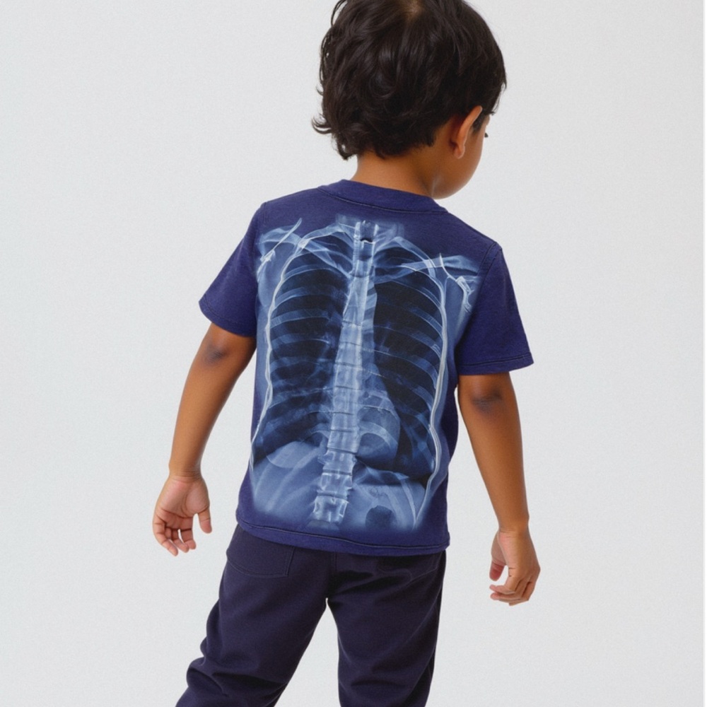 Black and Blue Short Sleeve Tee with Abstract Graphic